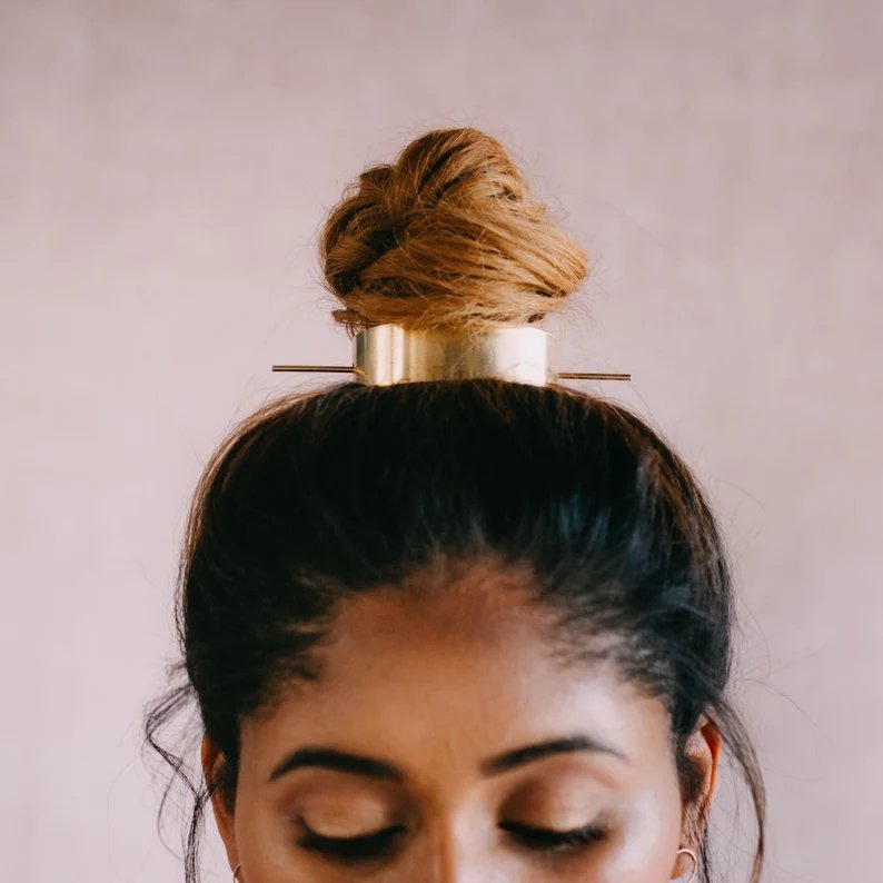 Brass Top Knot Hair Pin