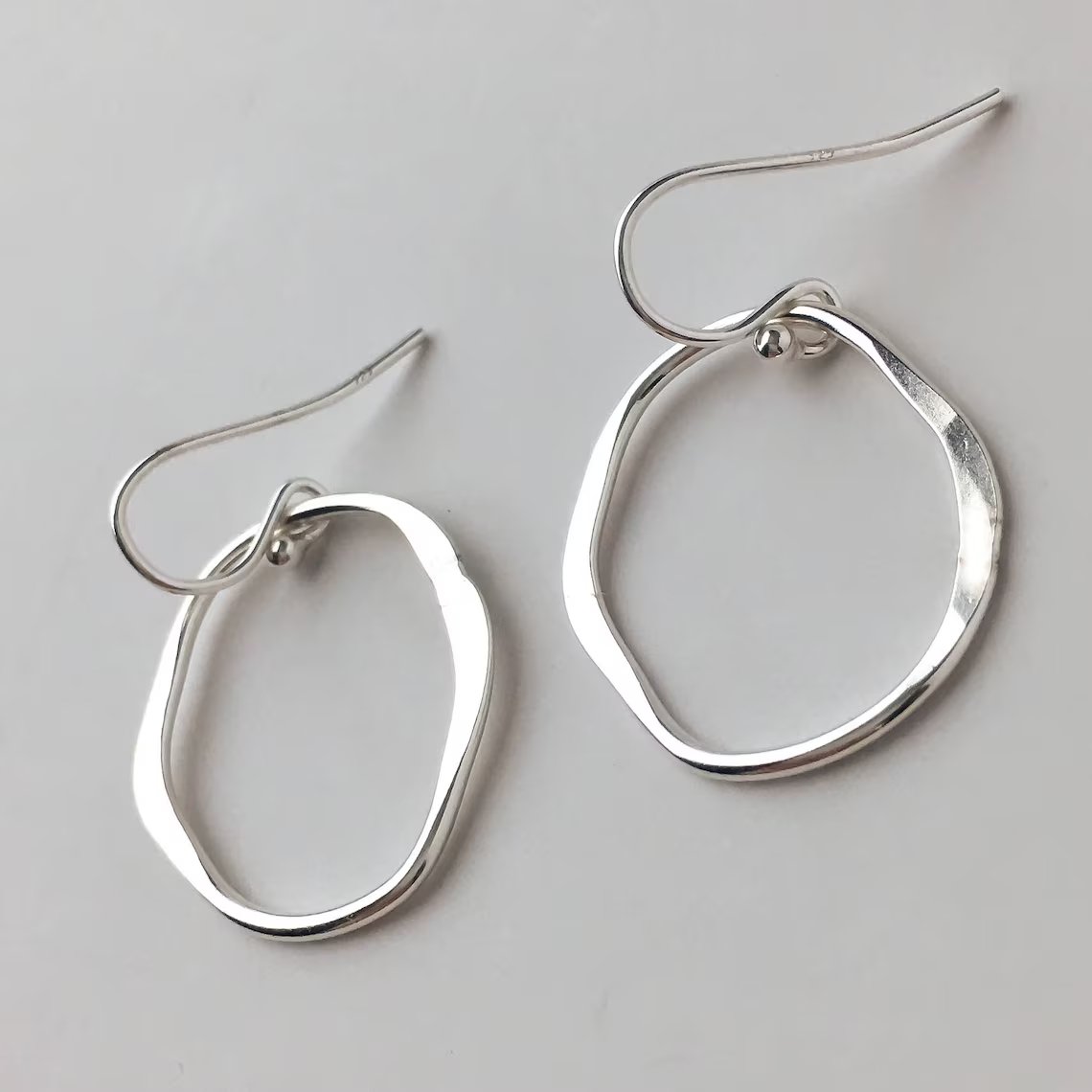 Silver Hoop Drop Earrings