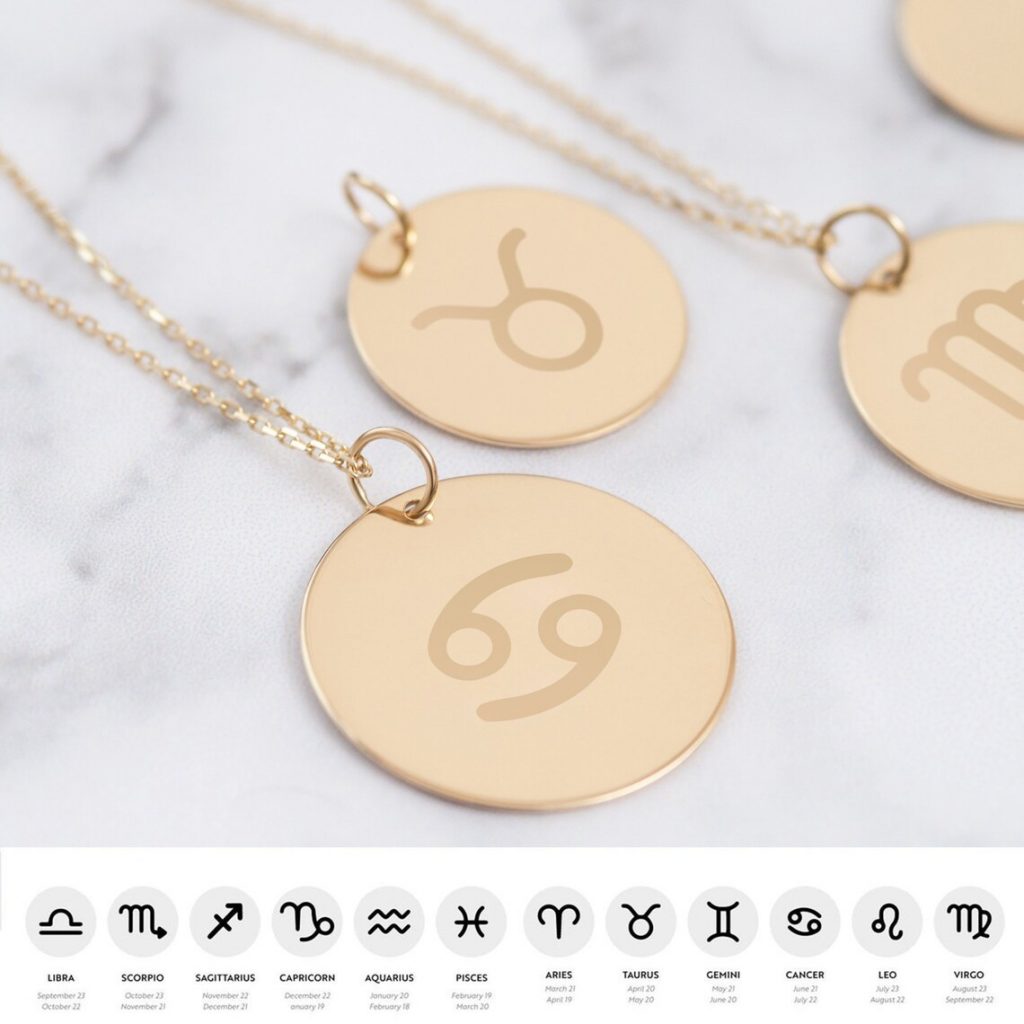 14k Solid Gold Custom Zodiac Necklace