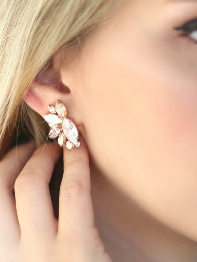 rose gold champagne cluster earrings
