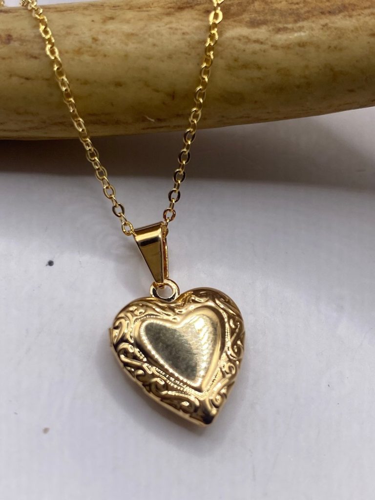 Photo Heart Locket on Chain Necklace