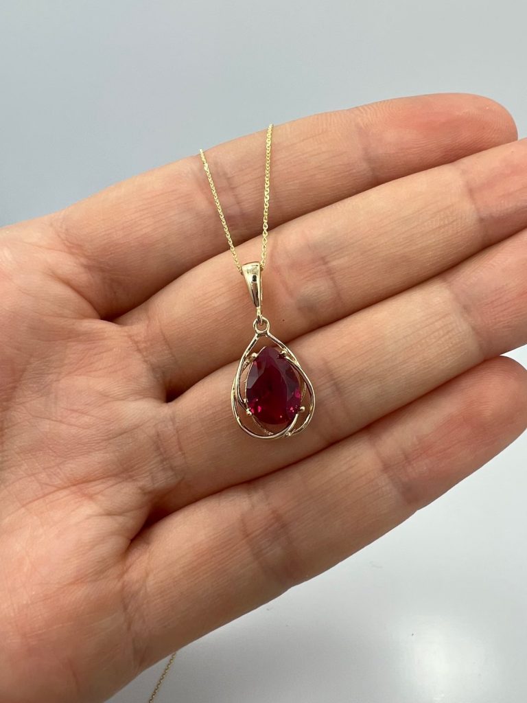 14k gold ruby necklace ruby pendant