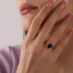 sapphire solitaire ring in silver gold